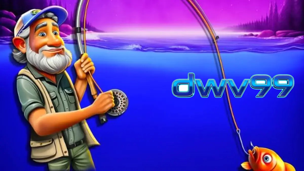 Tampilan layar permainan slot Big Game Fishing TopHit dengan tema memancing di sungai.