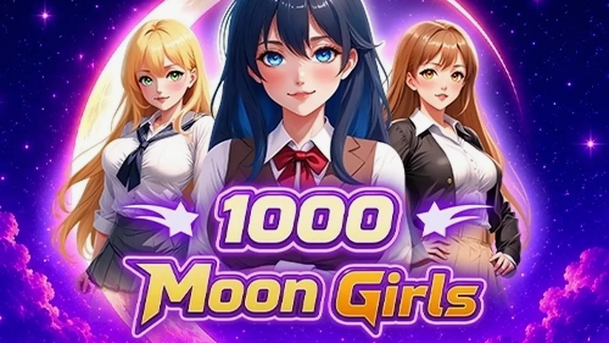 Tampilan layar permainan slot 1000 Moon Girls dengan 7 gulungan